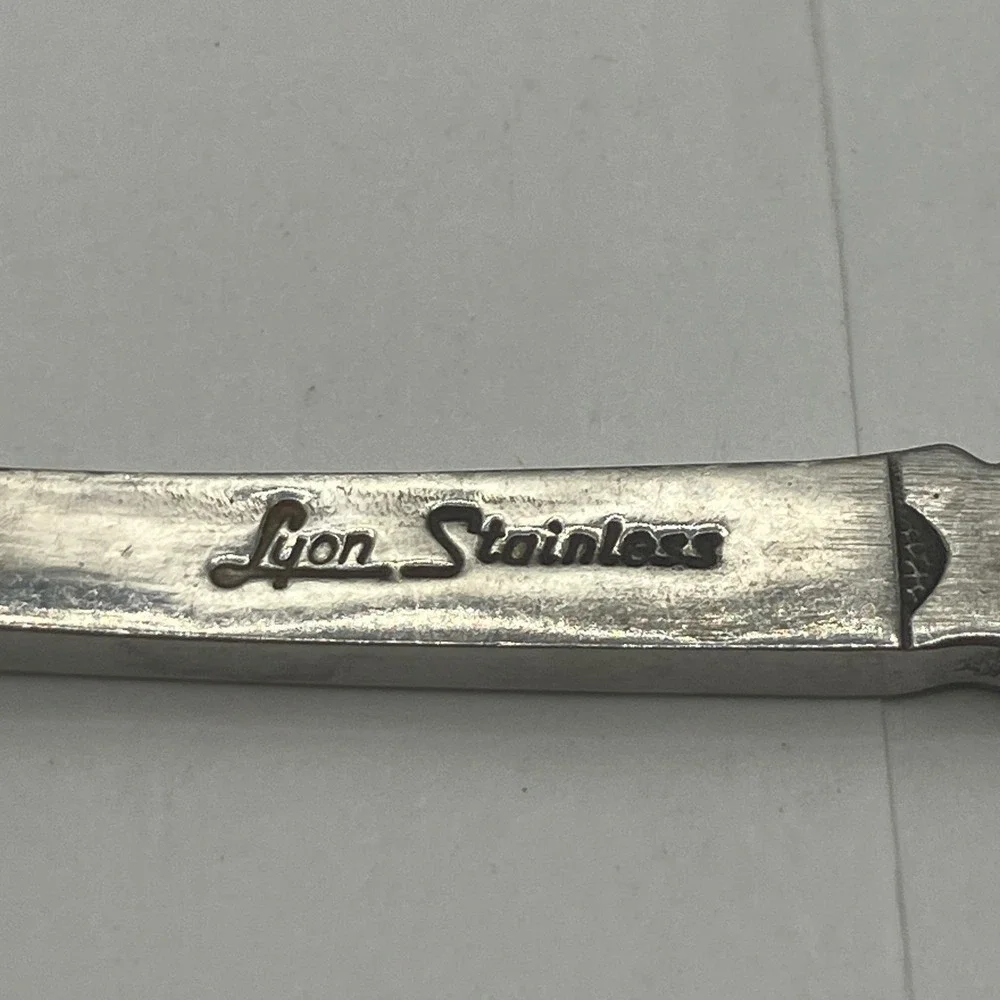 Lyon Stainless Florentine scroll‎ Spoons Set of 2 Vintage Serving Tablespoon
